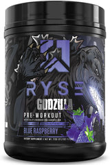 RYSE Godzilla X frontal del envase mostrando la marca y beneficio energía