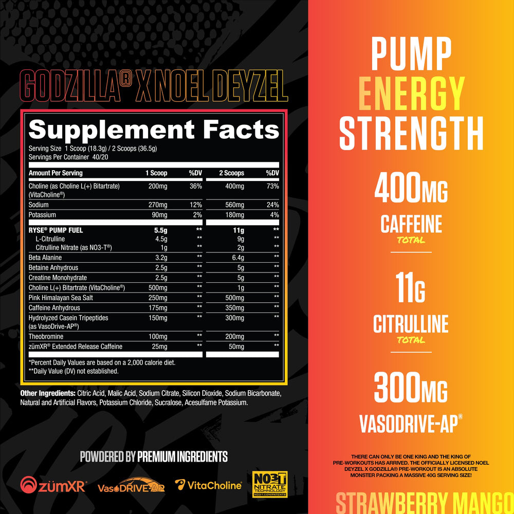 RYSE Up Supplements polvo en cuchara destacando textura fina