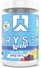RYSE envase frontal con sabor Kool-Aid Tropical Punch y atractivo visual