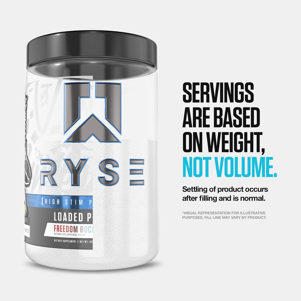 RYSE frasco abierto con polvo y aroma que sugiere sabor Country Time
