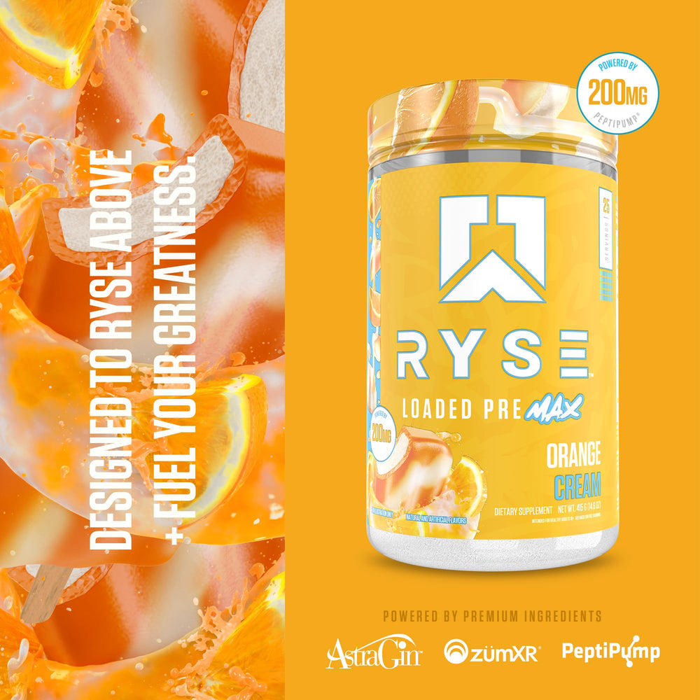RYSE etiqueta de ingredientes destacando fórmulas clave y dosis