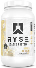 RYSE Up Supplements frasco frontal que muestra etiqueta y porciones