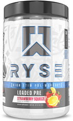 RYSE Up Supplements frontal del envase mostrando el sabor y beneficios