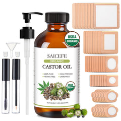 Saicefe frasco 8 oz de aceite de ricino orgánico protege la pureza