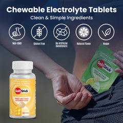 SaltStick tableta masticada en acción facilita absorción rápida durante actividad