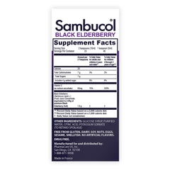 Sambucol frasco junto a bayas de saúco que ilustran origen natural