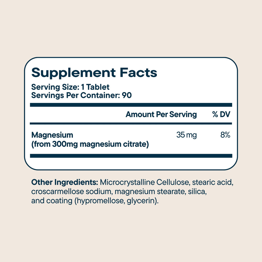 Santo Remedio etiqueta nutricional clara con información de magnesio por tableta