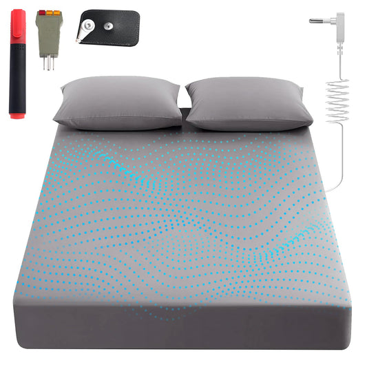 Sayorg funda de colchón frontal gris mostrando ajuste y comodidad