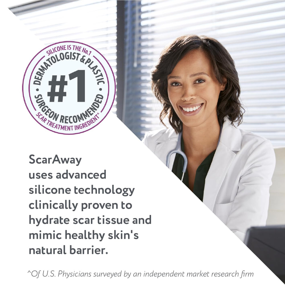 ScarAway tubo de gel transparente abierto, aplicación fácil y película no grasa