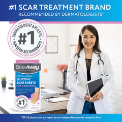 ScarAway láminas aplicadas en abdomen para apariencia más lisa