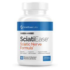 SciatiEase frontal del envase mostrando la marca y diseño profesional