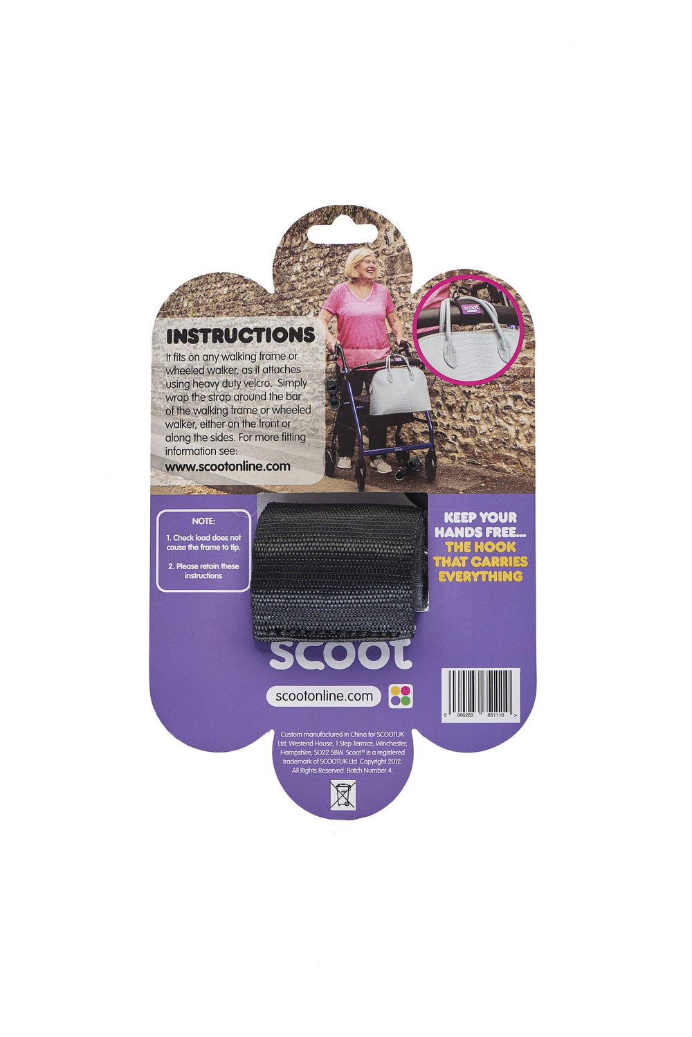 SCOOT primer plano del velcro mostrando cierre fuerte y fijo