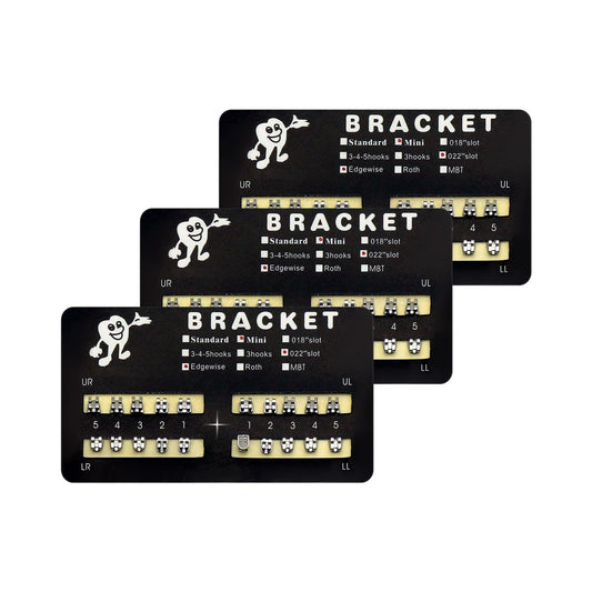 SEAVERRS vista frontal del paquete de 60 brackets plateados con beneficio de organización por kits