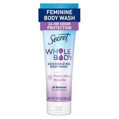 Secret botella frontal mostrando fragancia lilac & waterlily y frescura prolongada