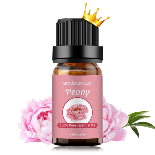 Sedbuwza Peonia: aceite esencial en botella ámbar para uso seguro y puro.