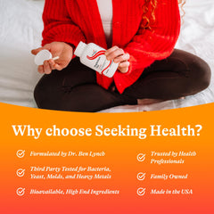 Seeking Health comparación de tamaño con moneda para referencia de escala