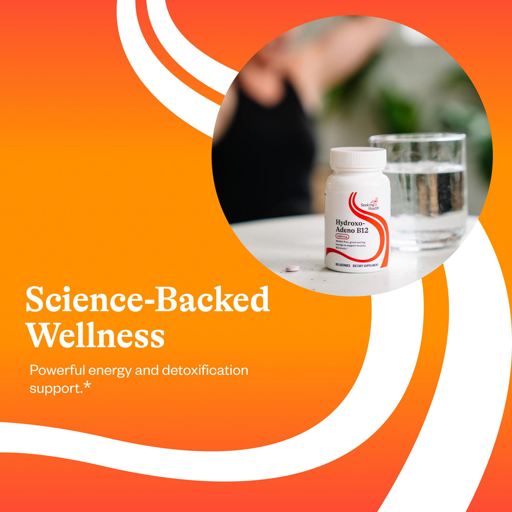 Seeking Health etiqueta nutricional cercana indicando ingredientes y pureza