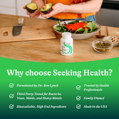 Seeking Health comparación de tamaño de la botella para referencia de escala