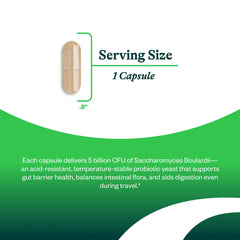 Etiqueta libre de gluten y lácteos en Saccharomyces boulardii de Seeking Health.