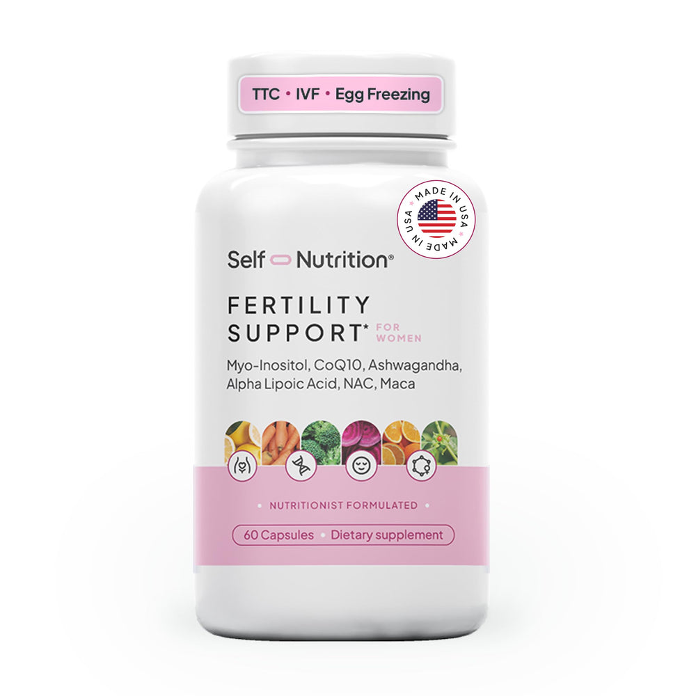 Self Nutrition frente del producto mostrando diseño y beneficio de apoyo reproductivo