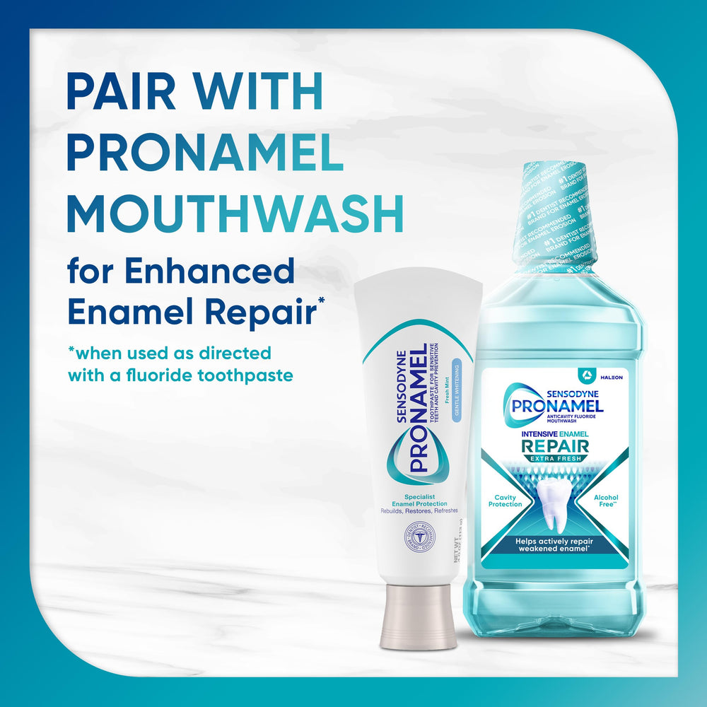 Sensodyne Pronamel etiqueta de ingredientes que muestra flúor optimizado