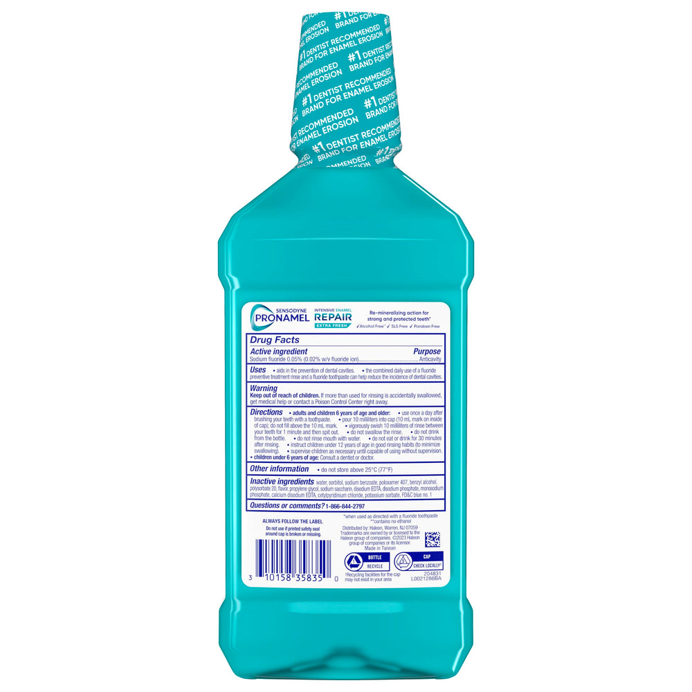 Sensodyne Pronamel junto a pasta dental enfatizando uso combinado para mejor reparación