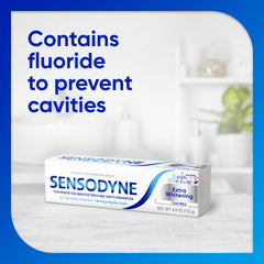 Sensodyne textura de la pasta en el tubo, muestra suavidad y pulido