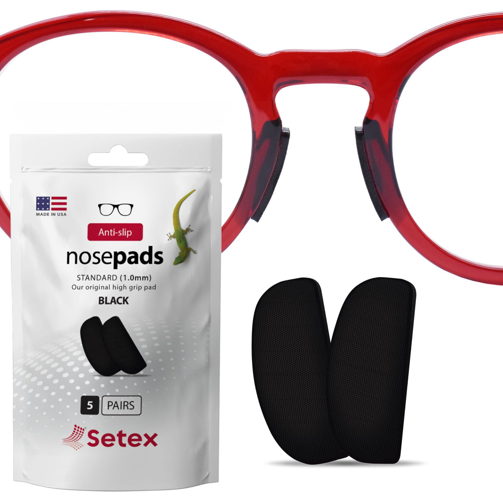 Setex almohadillas en empaque negro mostrando cinco pares y beneficio antideslizante