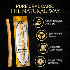 SEWAK AL-FALAH miswak junto a una mano para visualizar tamaño y portabilidad