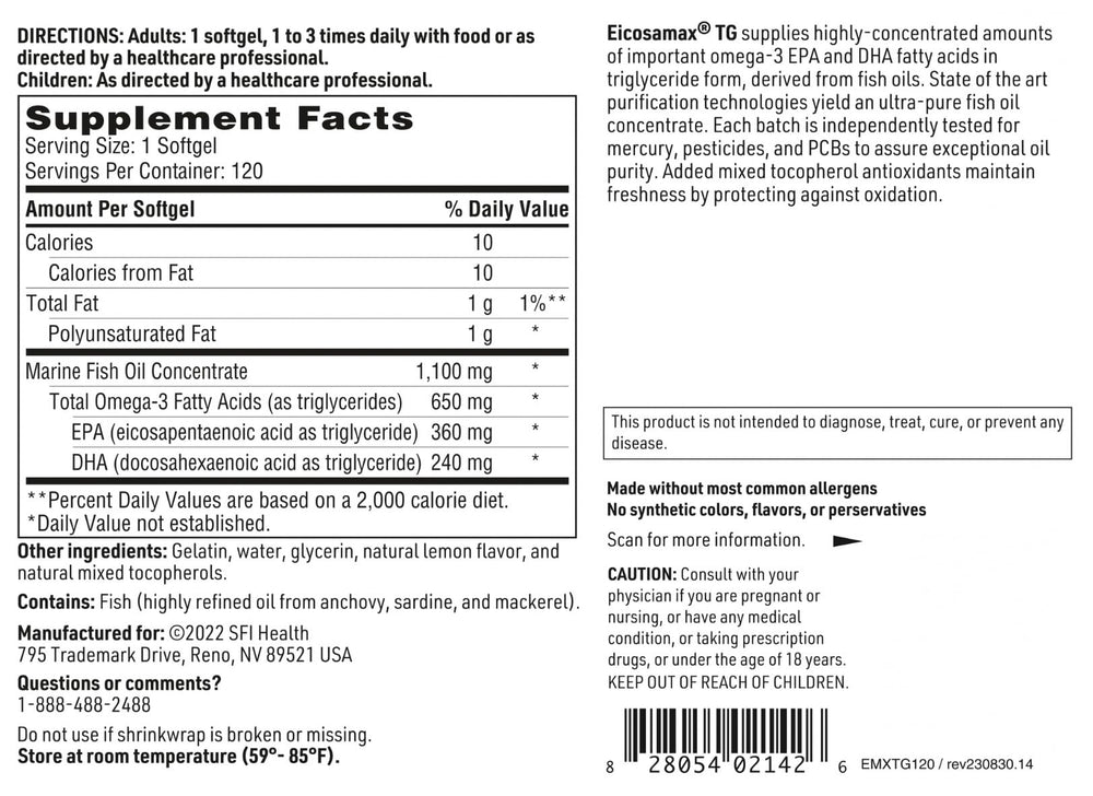 SFI Health Eicosamax advanced distillation for purity