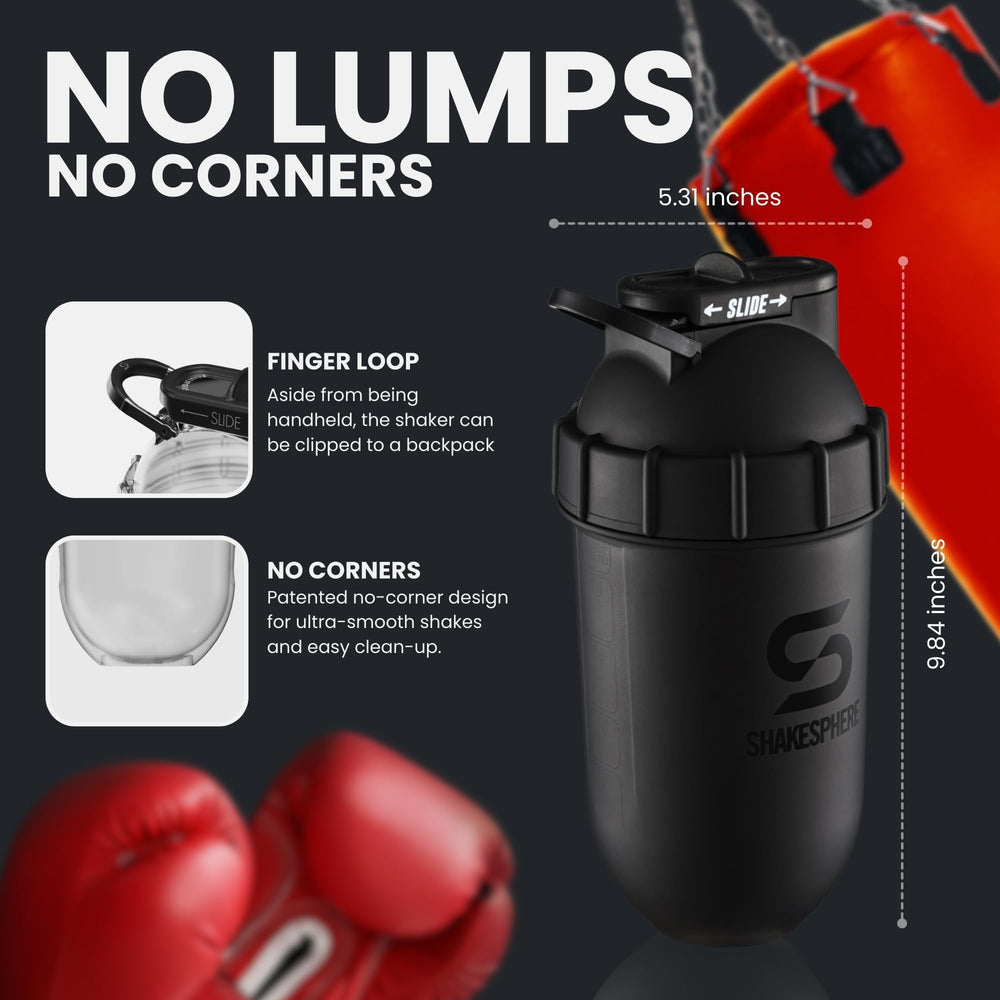 SHAKESPHERE tumbler en uso en gimnasio para batidos post-entreno rápidos