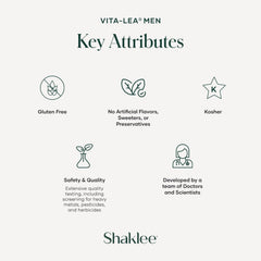 Shaklee Vita-Lea Men comparación de tamaño junto a una regla para escala