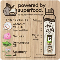Aplicación de Shubug Clean Mist en brazo, protección sin sensación grasa