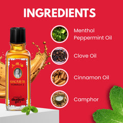 Siang Pure Oil etiqueta con detalles del producto y composición clara