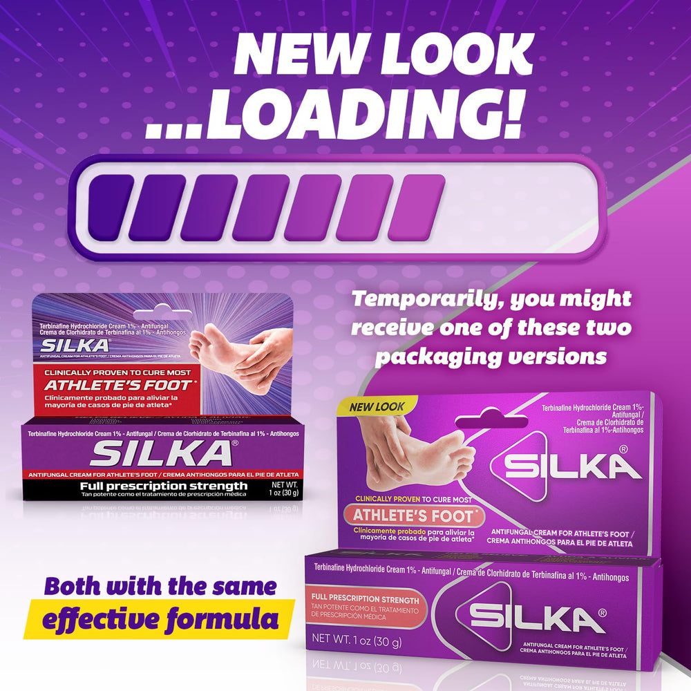Etiqueta de Silka destacando terbinafina al 1% como ingrediente activo