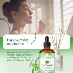 Siva Tea Tree junto a una regla para ver escala de 118 ml, tamaño práctico
