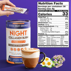 Skinny Coffee SuperBoost bebida nocturna en taza creando ambiente calmante