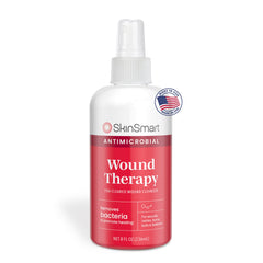 SkinSmart frasco frontal 8 oz mostrando etiqueta y beneficio limpieza segura