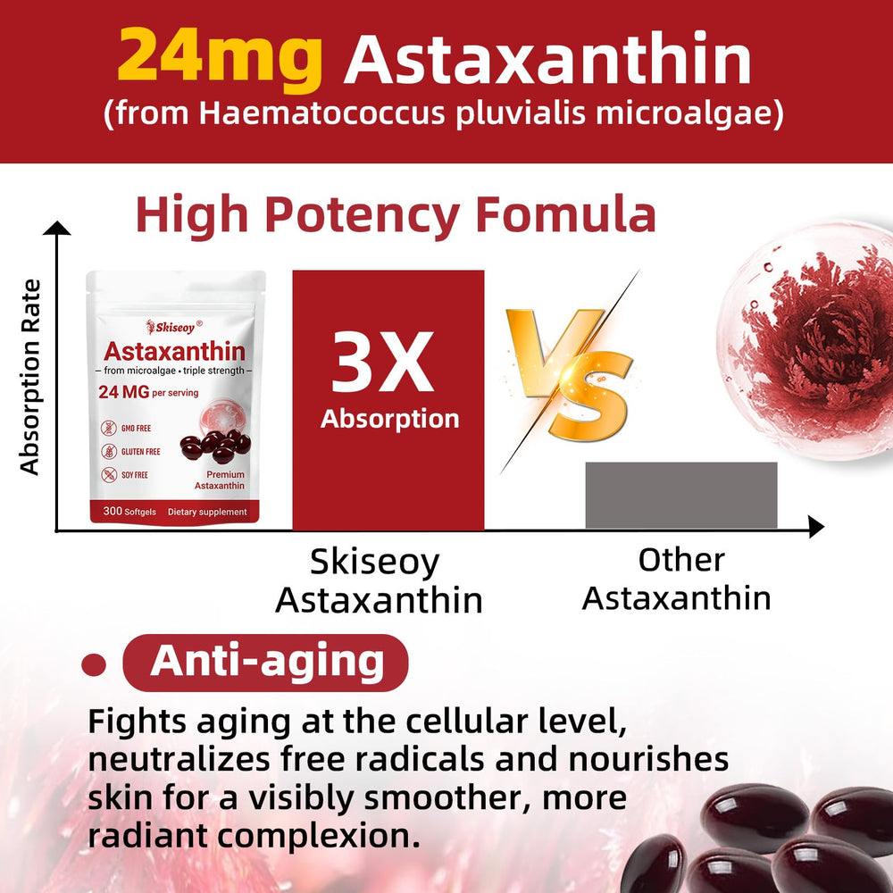 Skiseoy etiqueta del producto destacando astaxantina 24mg