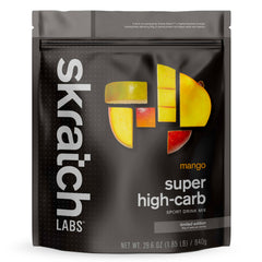 Skratch Labs frente del envase con sabor mango que muestra presentación clara