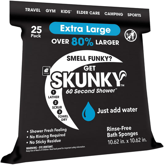 Skunky esponja XL frente del empaque mostrando cantidad y tamaño, práctica para viaje
