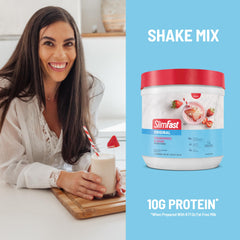 SlimFast etiqueta nutricional legible mostrando proteínas y vitaminas, transparencia informativa