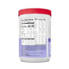 SlimFast etiqueta nutricional en primer plano indicando vitaminas y proteínas