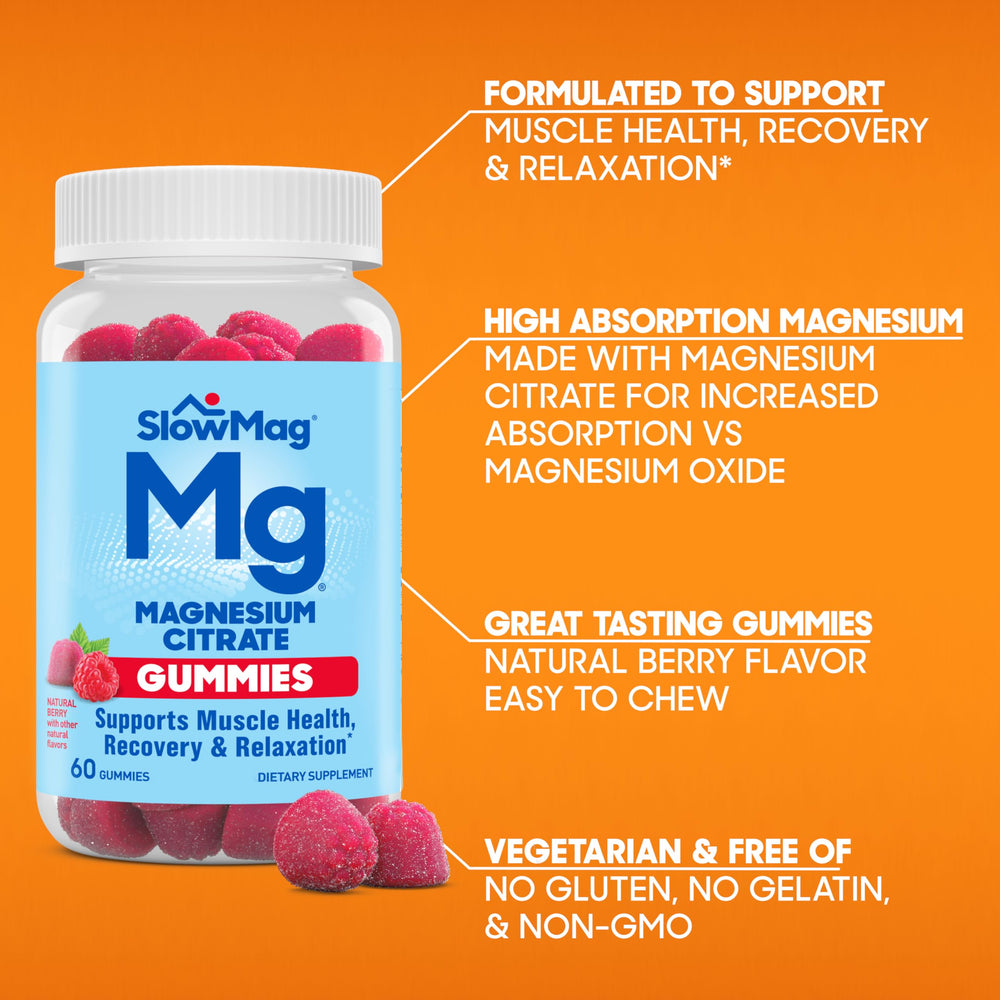 Slow-Mag gomitas en mano para comparar tamaño y dosis