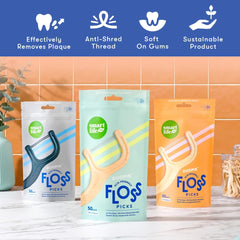 SmartLifeco flosser en uso entre muelas, resultado eficiente y suave