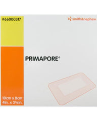 Smith & Nephew Primapore vista frontal caja y apósito mostrando tamaño y empaque