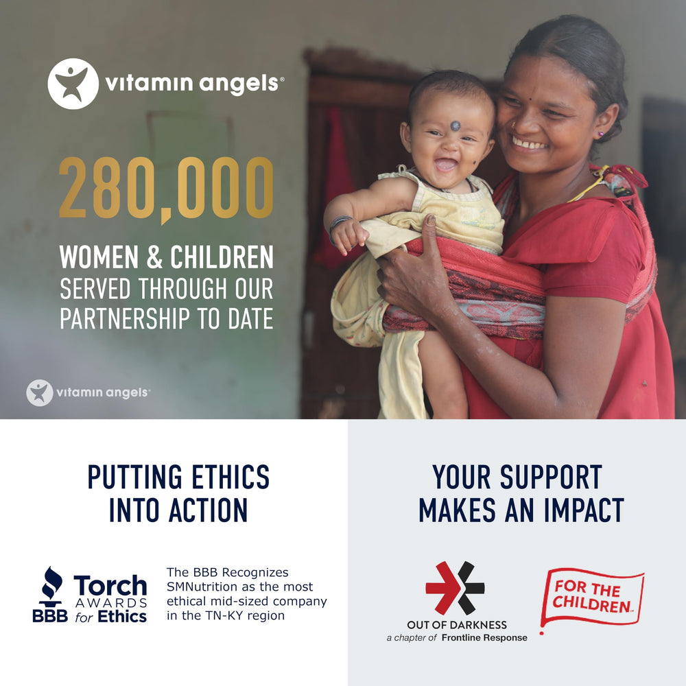 Third-party testing seal on SMNutrition AKG signals transparency and trust.