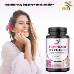 SMSHEALTHPRODUCTS.com embalaje Feminizer vista lateral, etiqueta clara y sin rellenos