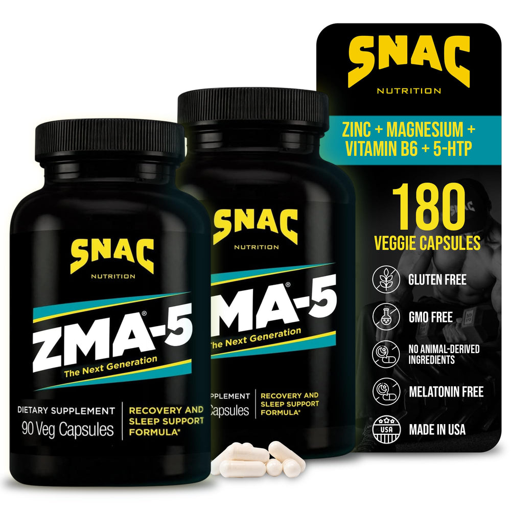 Envase frontal SNAC ZMA-5 mostrando la etiqueta y beneficios