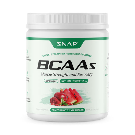 Snap Supplements BCAA polvo sabor sandía para energía previa al entrenamiento.